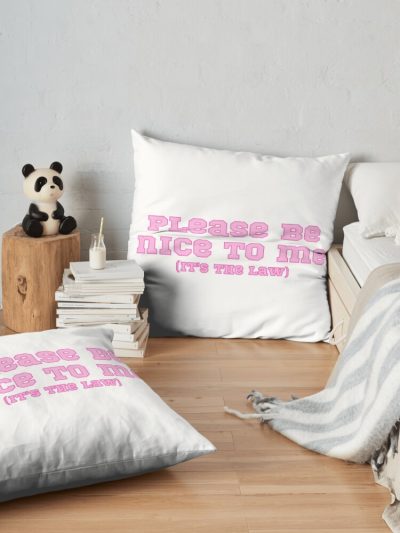 Please Be Nice To Me (It'S The Law) Kurtis Conner, Pink Throw Pillow Official Kurtis Conner Merch