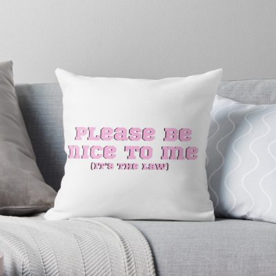 Please Be Nice To Me (It'S The Law) Kurtis Conner, Pink And Black Throw Pillow Official Kurtis Conner Merch