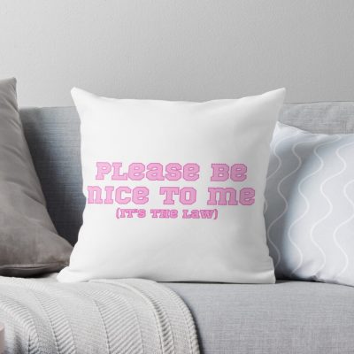 Please Be Nice To Me (It'S The Law) Kurtis Conner, Pink Throw Pillow Official Kurtis Conner Merch