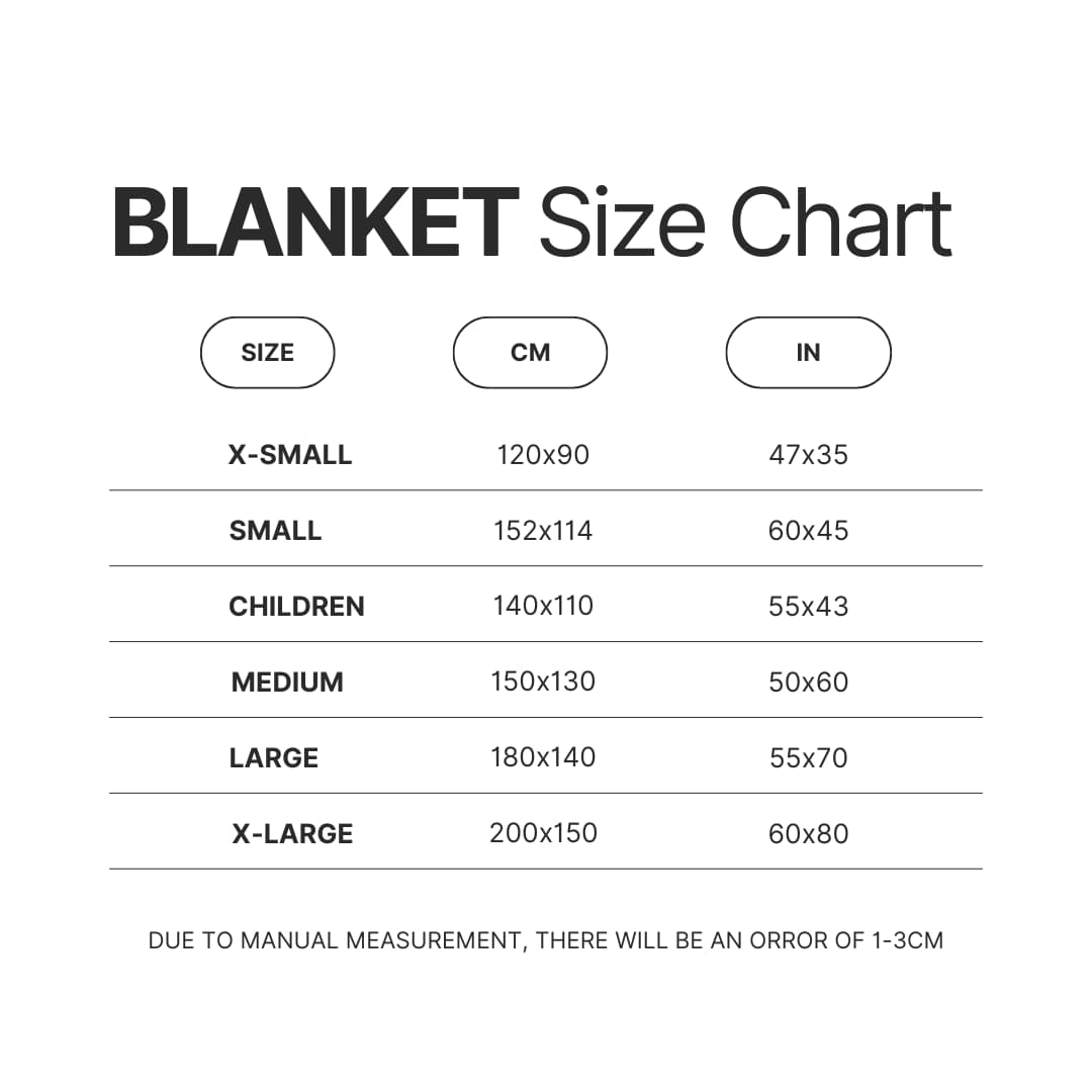 Blanket Size Chart - Kurtis Conner Shop