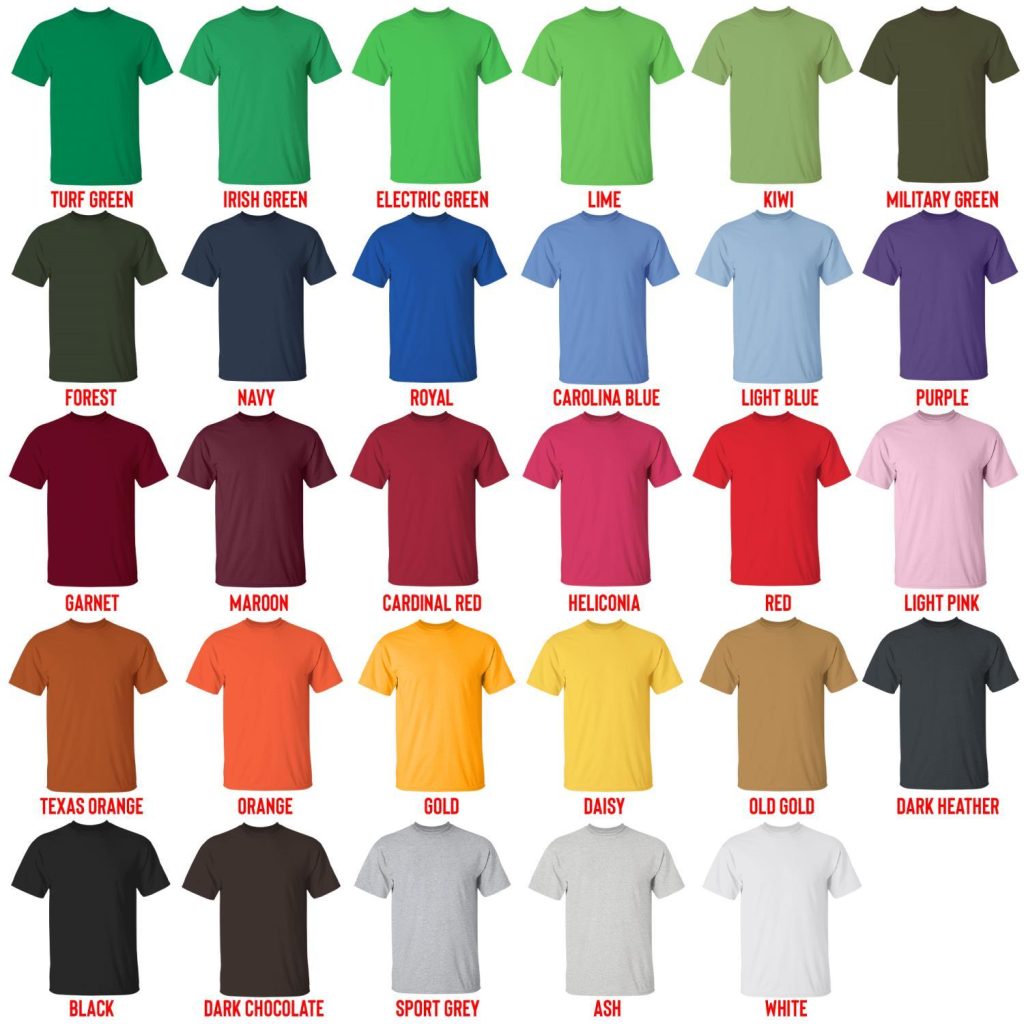 t shirt color chart - Kurtis Conner Shop