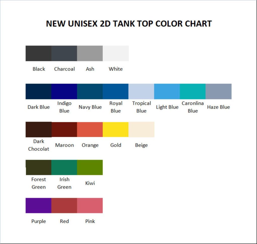 tank top color chart - Kurtis Conner Shop